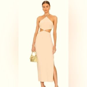 Bec & Bridge Iris Cutout Halter Midi Dress Macadamia ivory/cream size 4